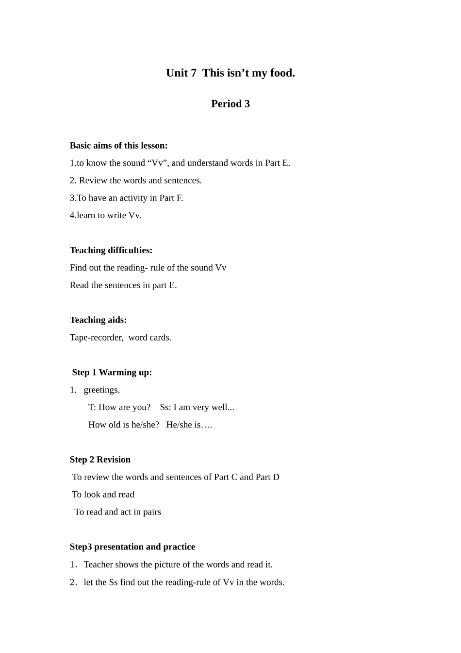 湘少版三下《Unit-7-This-isn’t-my-food》教案之一_第1页