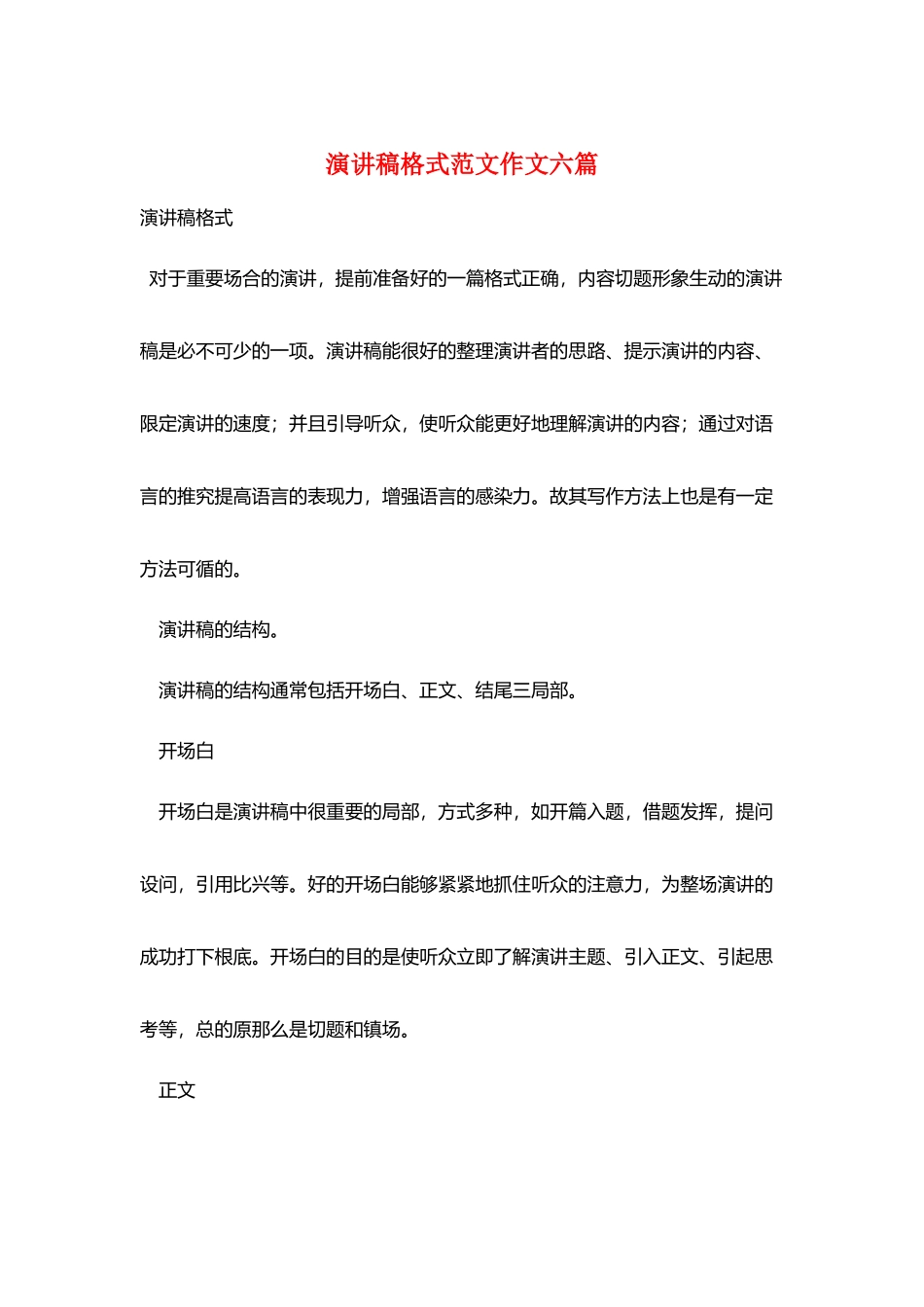 演讲稿格式范文作文六篇_第1页