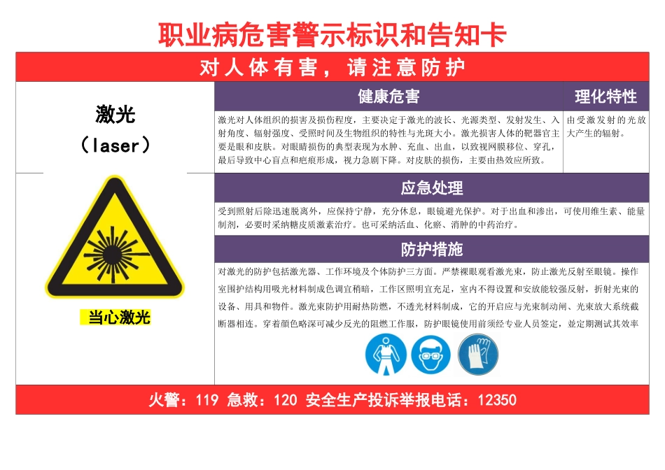 激光-职业病危害告知卡_第1页