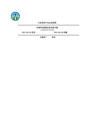 火力发电厂黑启动应急方案