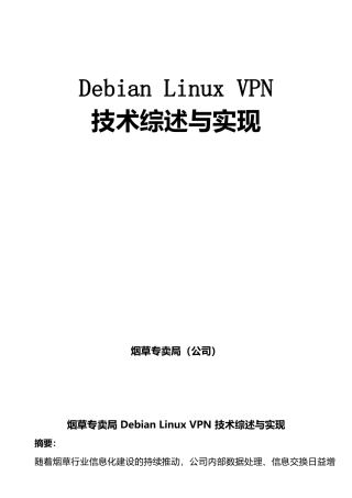 烟草专卖DebianLinuxVPN技术综述与实现