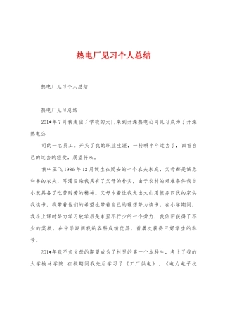 热电厂见习个人总结