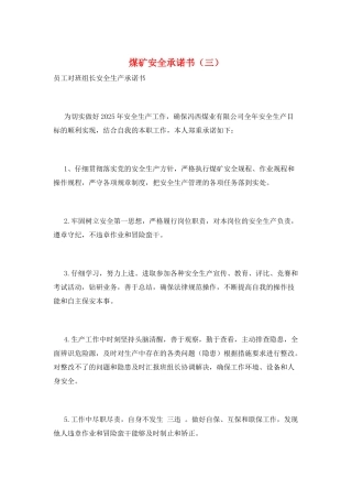煤矿安全承诺书(三)