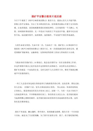 煤矿安全警示教育片观后感