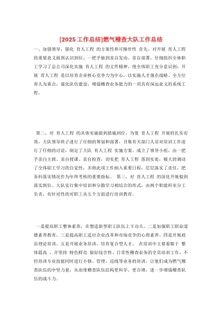 燃气稽查大队工作总结