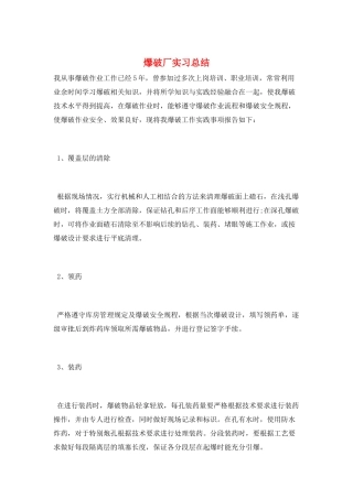 爆破厂实习总结