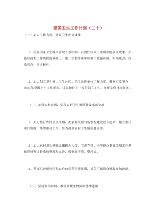 爱国卫生工作计划(二十)