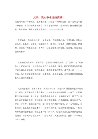 父亲-我心中永远的英雄!