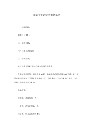 父亲节促销活动策划范例