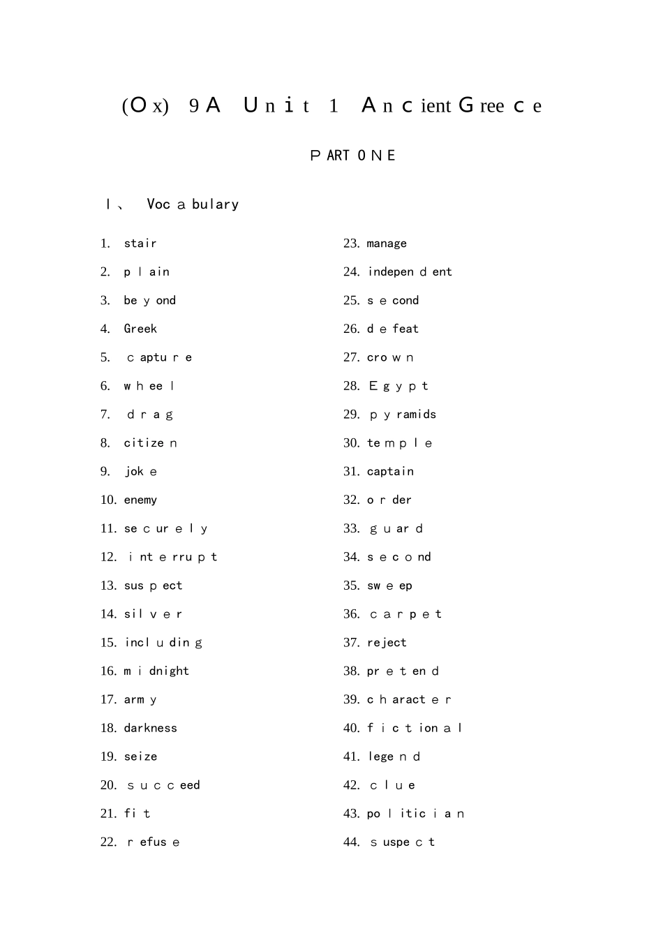 牛津上海版初三九年级上英语 unit1 同步复习教案_第1页