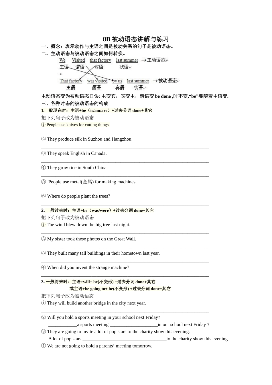 牛津译林版8bunit7被动语态讲解与练习_第1页