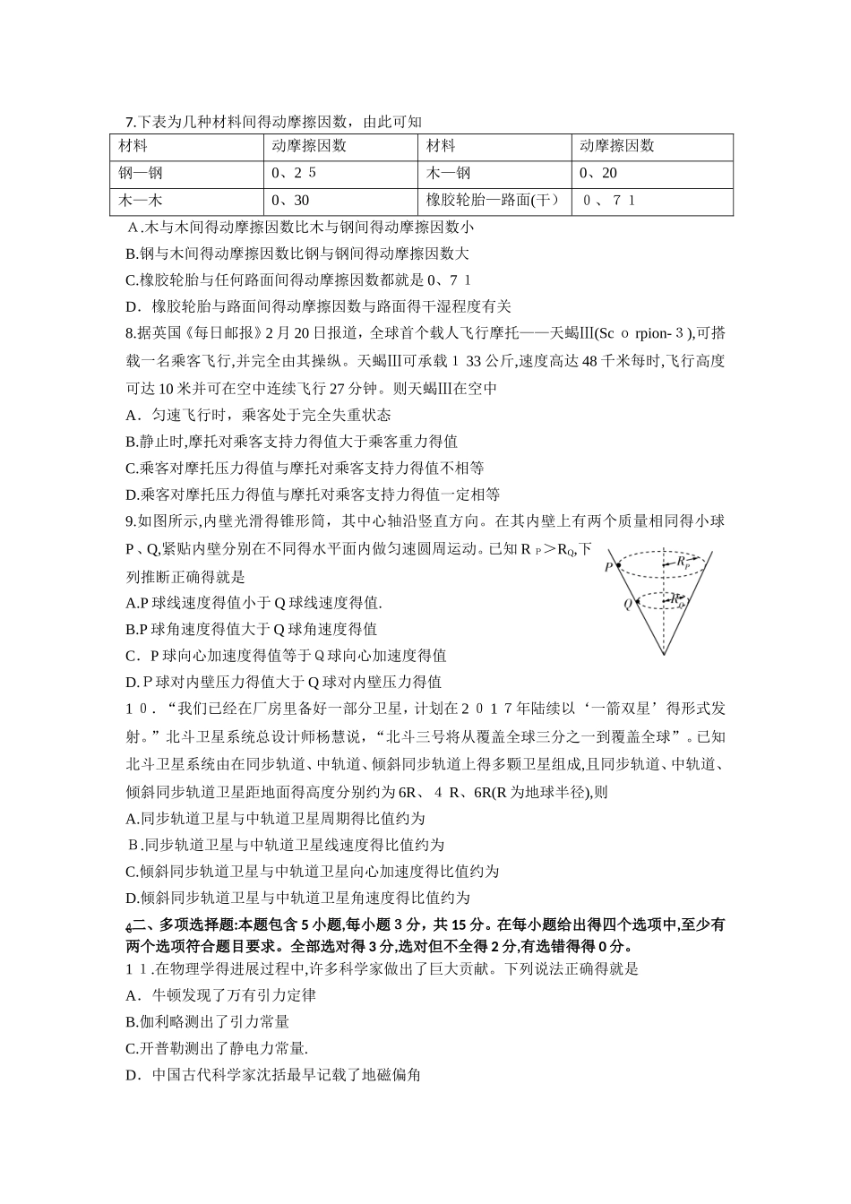 物理学业水平试题_第2页