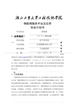 物联网创业计划书
