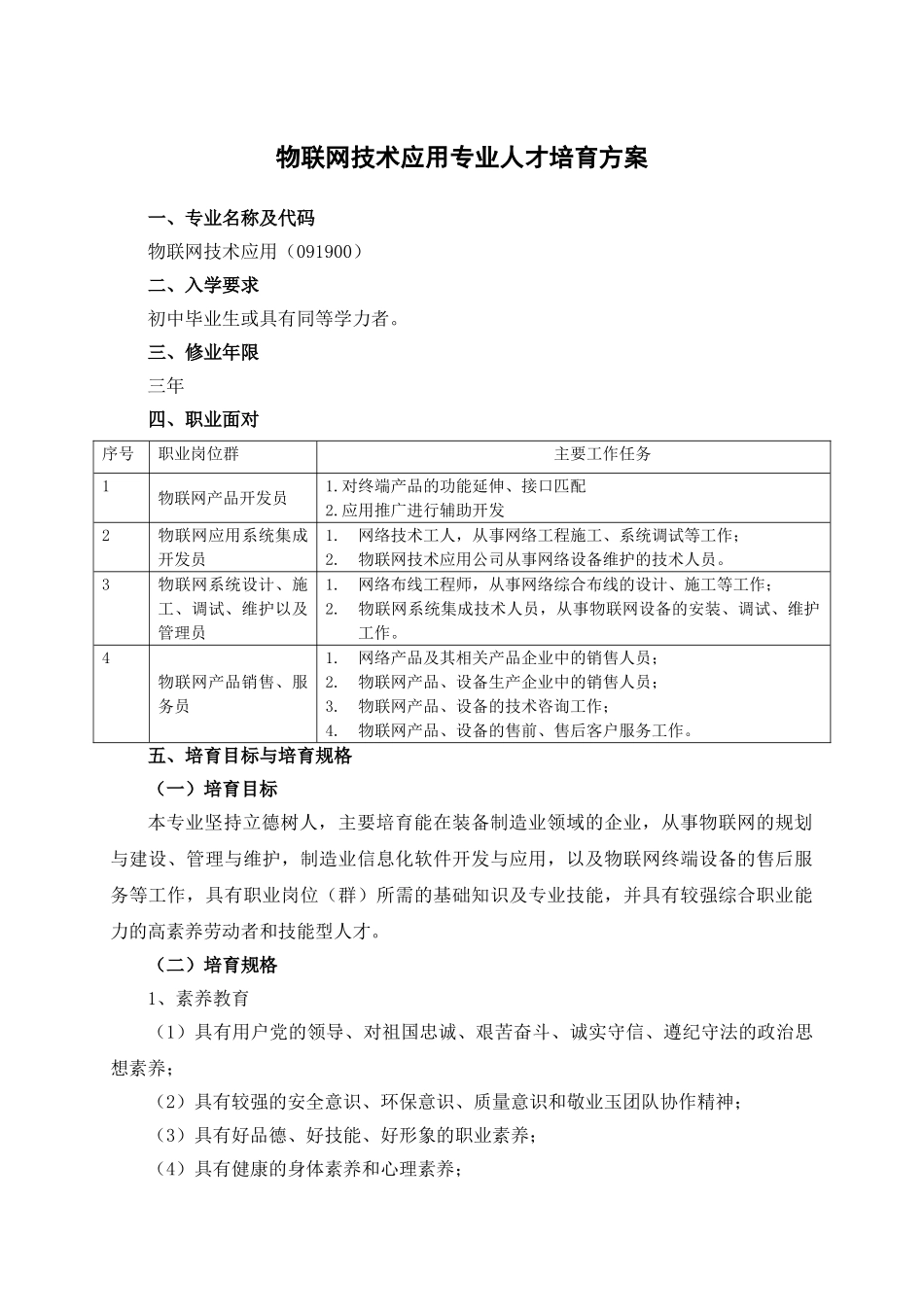 物联网技术应用专业人才培养方案_第3页