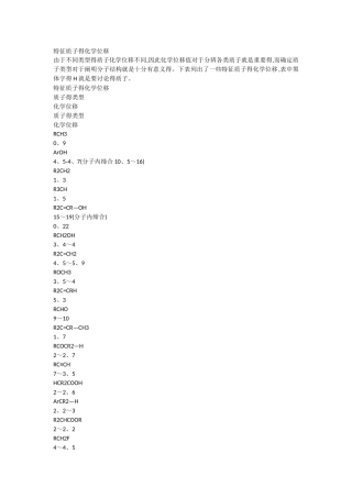 特征质子的化学位移