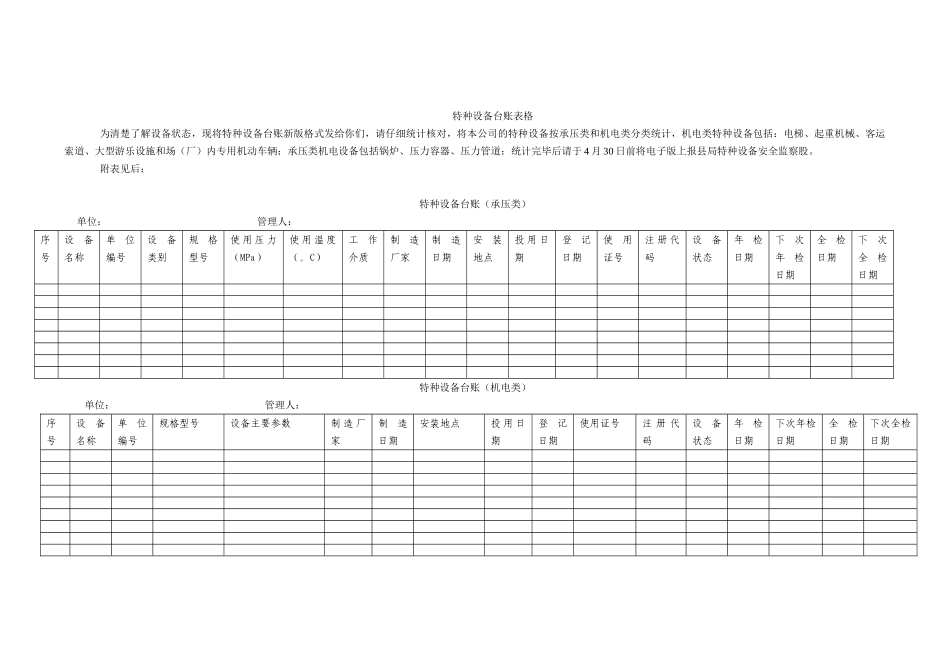 特种设备台账表格_第1页