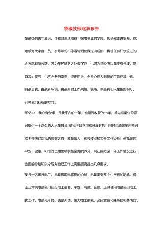 特级技师述职报告