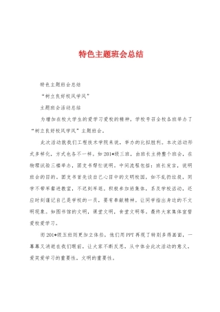 特色主题班会总结