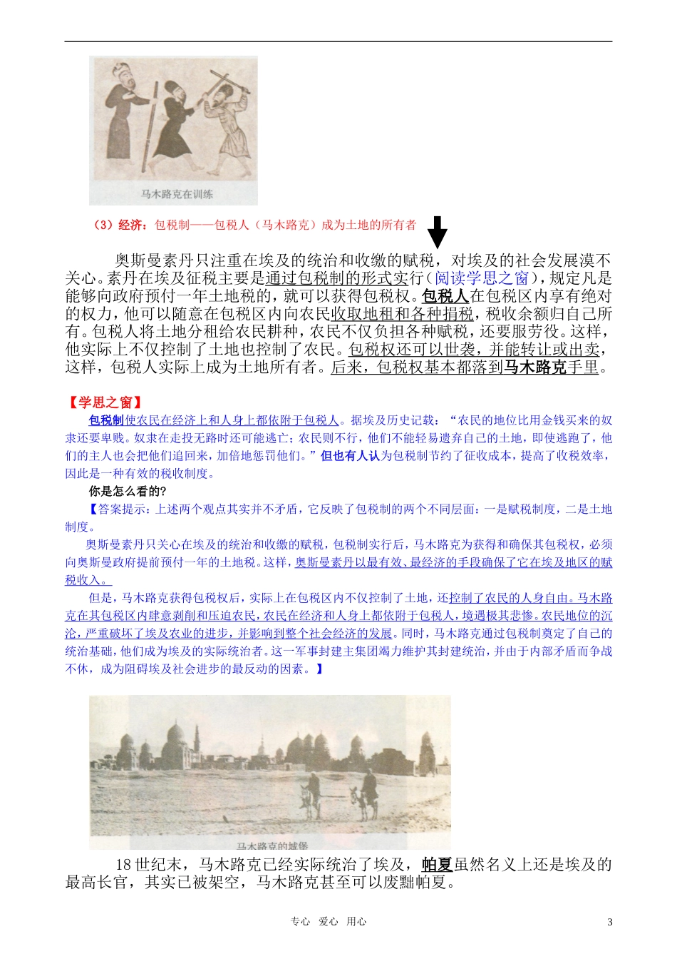 高中历史 《单元6第1课 18世纪末19世纪初的埃及》特色教案 新人教版选修1_第3页