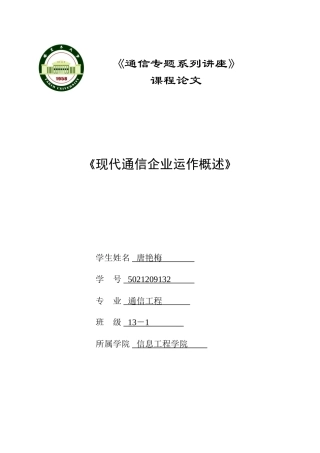 现代通信企业运作概述