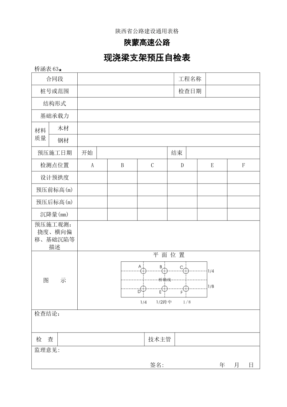 现浇梁支架预压自检表_第1页