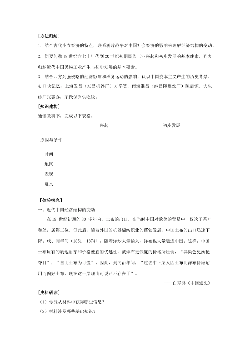 高中历史 专题二 近代中国资本主义的曲折发展专题综述 人民版必修2-人民版高一必修2历史素材_第3页