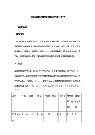 玻璃纤维的物理性能与加工工艺