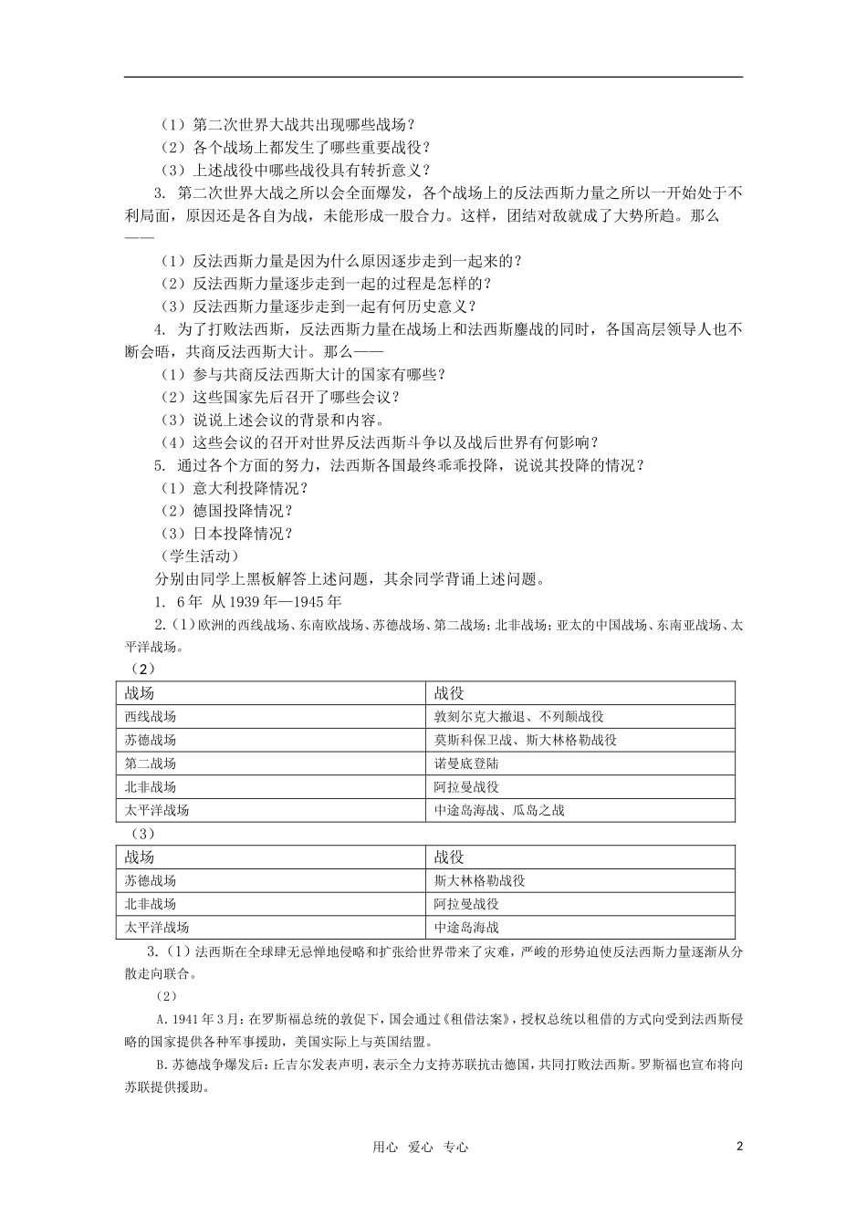 高中历史 3.11《战争的扩大和转折》教案 岳麓版08版选修3_第2页