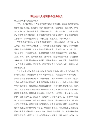 班主任个人述职报告优秀例文