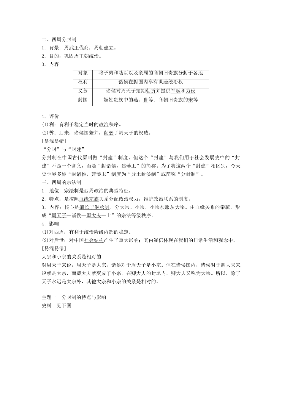 高中历史 专题一 古代中国的政治制度 第1课 中国早期政治制度的特点教学案 人民版必修1-人民版高一必修1历史教学案_第2页
