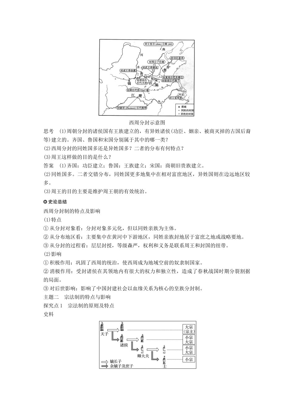 高中历史 专题一 古代中国的政治制度 第1课 中国早期政治制度的特点教学案 人民版必修1-人民版高一必修1历史教学案_第3页