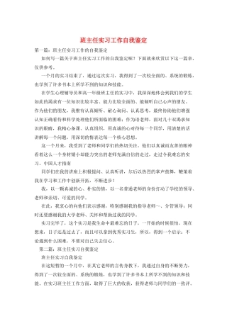 班主任实习工作自我鉴定