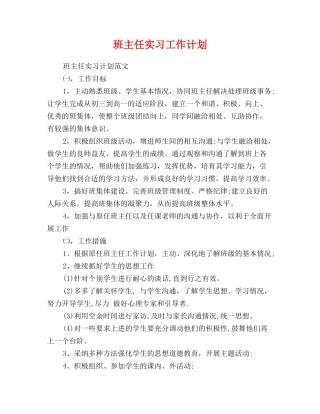 班主任实习工作计划