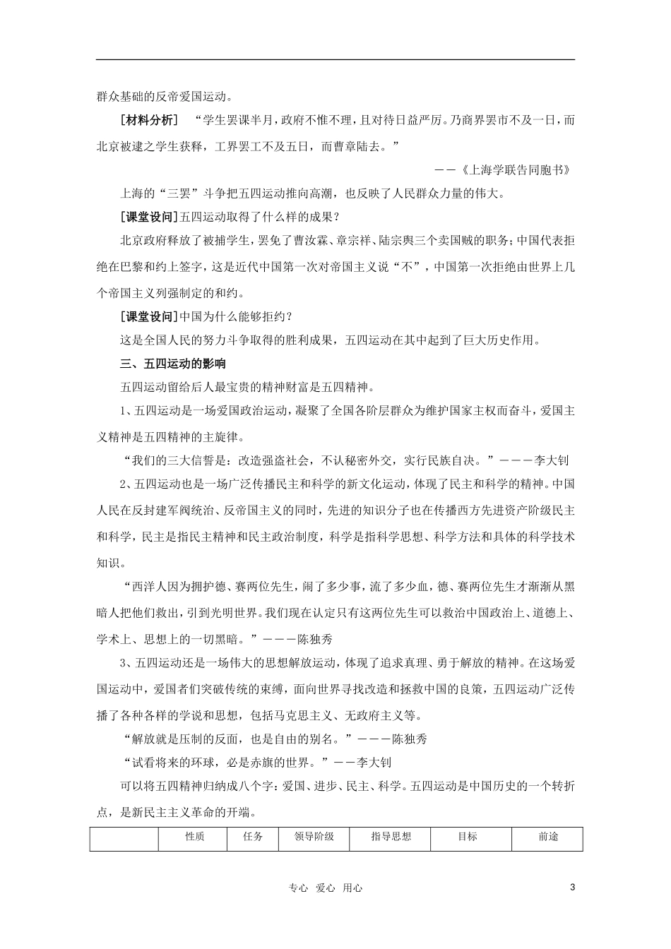 高中历史 《五四爱国运动》教案（2） 岳麓版必修1_第3页