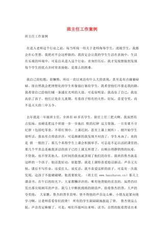 班主任工作案例