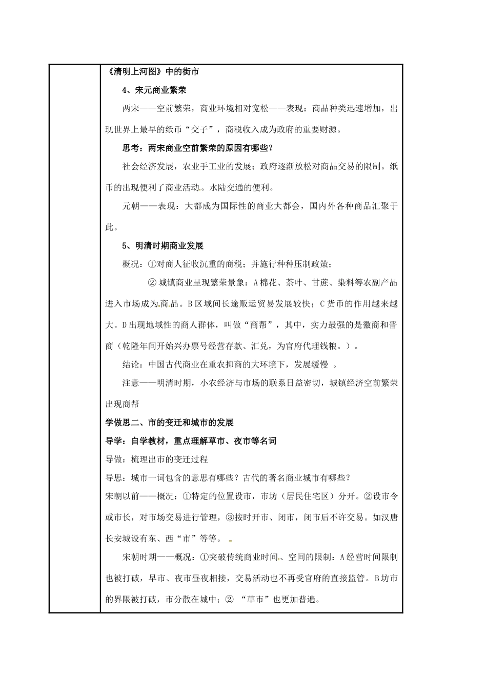 高中历史 专题一 古代中国经济的基本结构与特点 3古代中国的商业经济教案 人民版必修2-人民版高中必修2历史教案_第3页