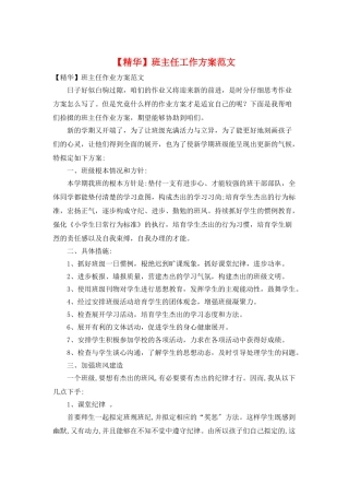 班主任工作计划范文3