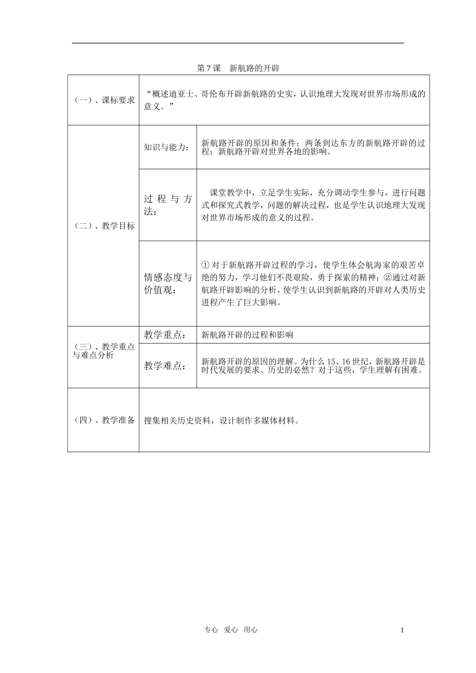 高中历史 《新航路的开辟》教案3 岳麓版必修2_第1页