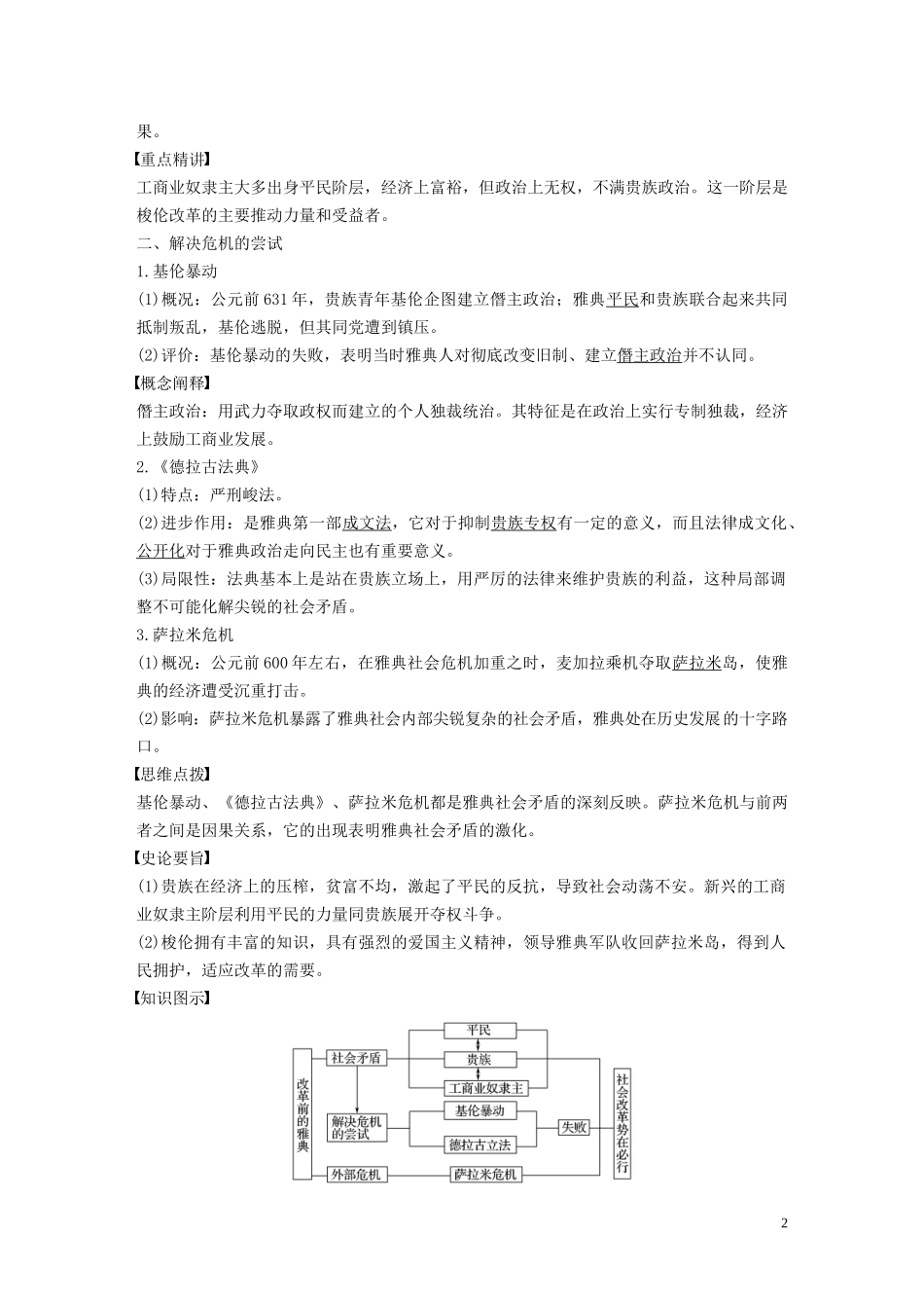 高中历史 专题一 梭伦改革 第1课 雅典往何处去讲义 人民版选修1-人民版高二选修1历史教案_第2页