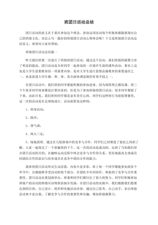 班团日活动总结