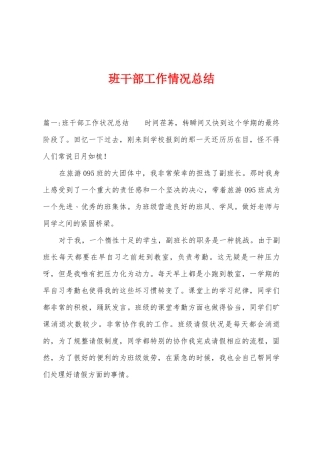 班干部工作情况总结