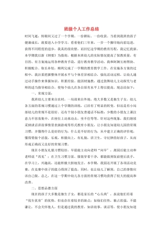 班级个人工作总结