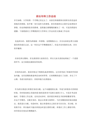 班长年终工作总结