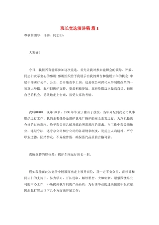 班长竞选演讲稿-篇1