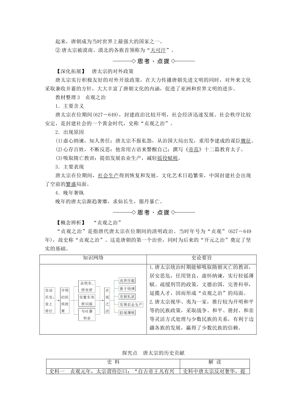高中历史 专题1 古代中国的政治家 二 盛唐伟业的奠基人——唐太宗教案 人民版选修4-人民版高二选修4历史教案_第2页
