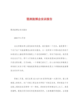 琶洲旅博会实训报告