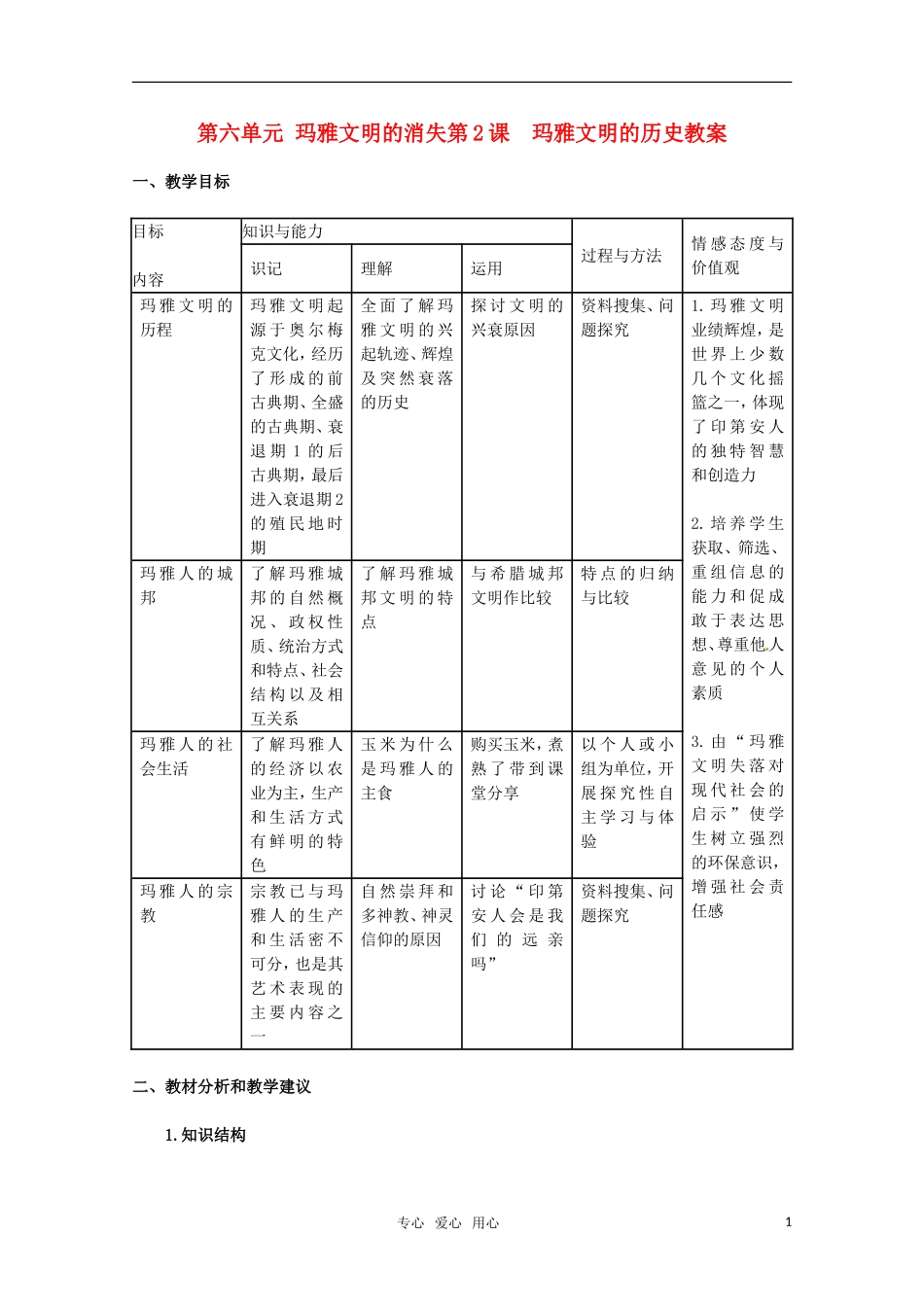 高中历史 62《玛雅文明的历史》教案 新人教版选修5_第1页