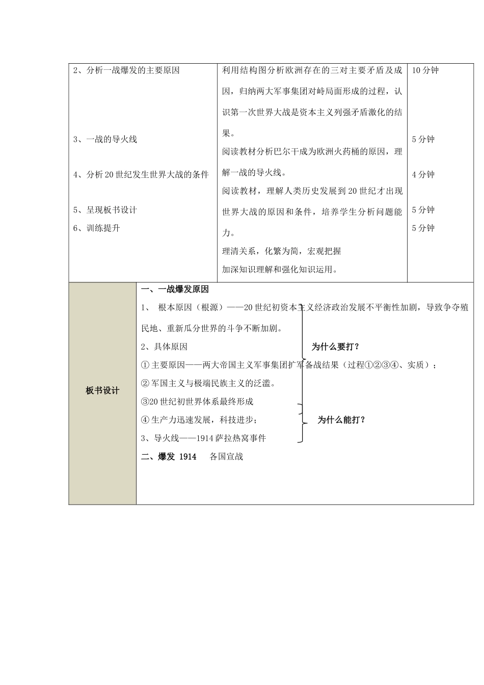 高中历史 第1单元 第一次世界大战 第1课 第一次世界大战的爆发教案 新人教版选修3-新人教版高二选修3历史教案_第2页