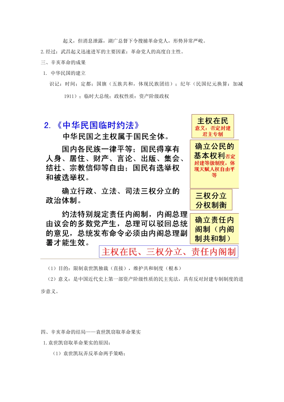 高中历史 第13课 辛亥革命知识点总结素材 新人教版必修1-新人教版高一必修1历史素材_第2页