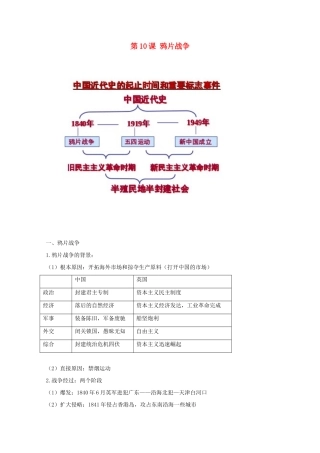 高中历史 第10课 鸦片战争知识点总结素材 新人教版必修1-新人教版高一必修1历史素材